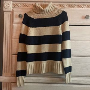 Gap Black Tan Striped Turtleneck Sweater